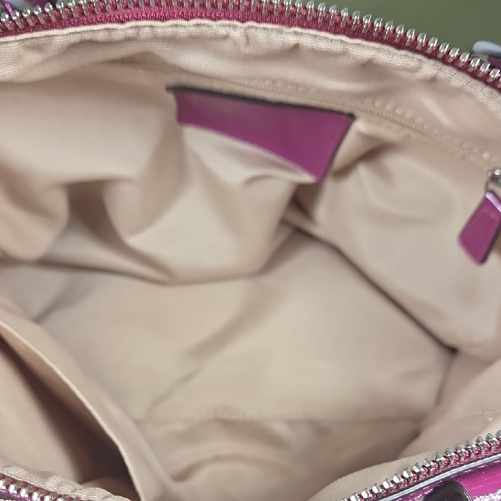 Coach Pink and Tan Crossbody Bag with Signature Monogram - Picture 7 of 7